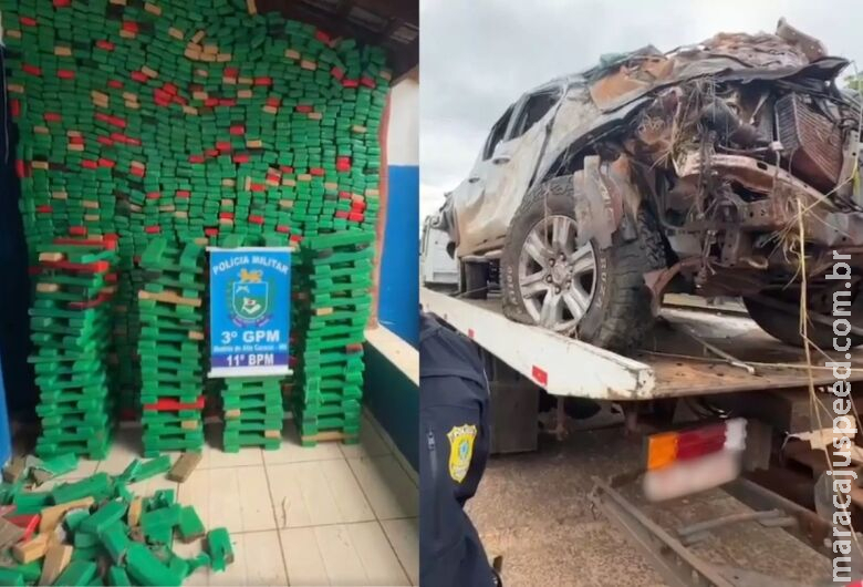 Caminhonete capota e espalha duas toneladas de droga na BR-267 Caminhonete capota e espalha duas toneladas de droga na BR-267