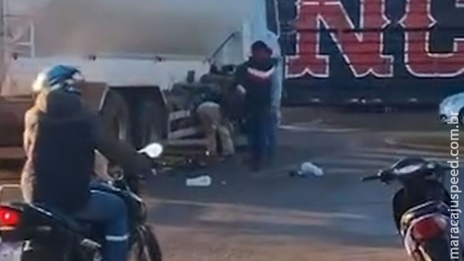 Ciclista é atropelado por caminhão em rotatória, em Sidrolândia Ciclista é atropelado por caminhão em rotatória, em Sidrolândia
