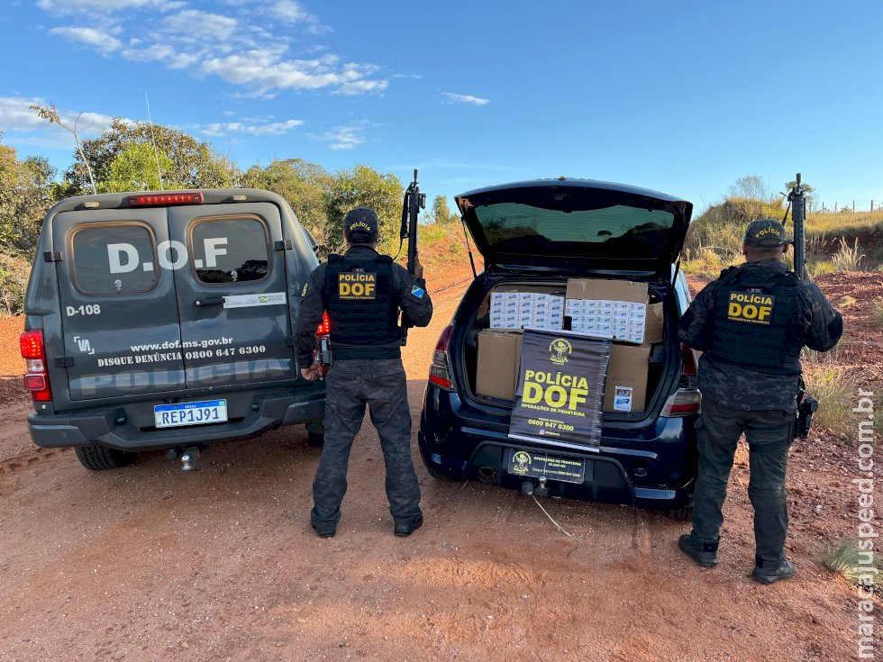 Dupla é presa e carro carregado com cigarros contrabandeados é apreendido pelo DOF em Ponta Porã Dupla é presa e carro carregado com cigarros contrabandeados é apreendido pelo DOF em Ponta Porã