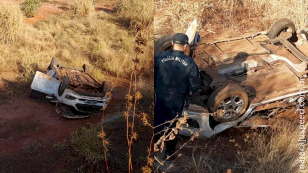 Motorista perde controle e capota carro na MS-316 entre Paraíso das Águas e Costa Rica Motorista perde controle e capota carro na MS-316 entre Paraíso das Águas e Costa Rica