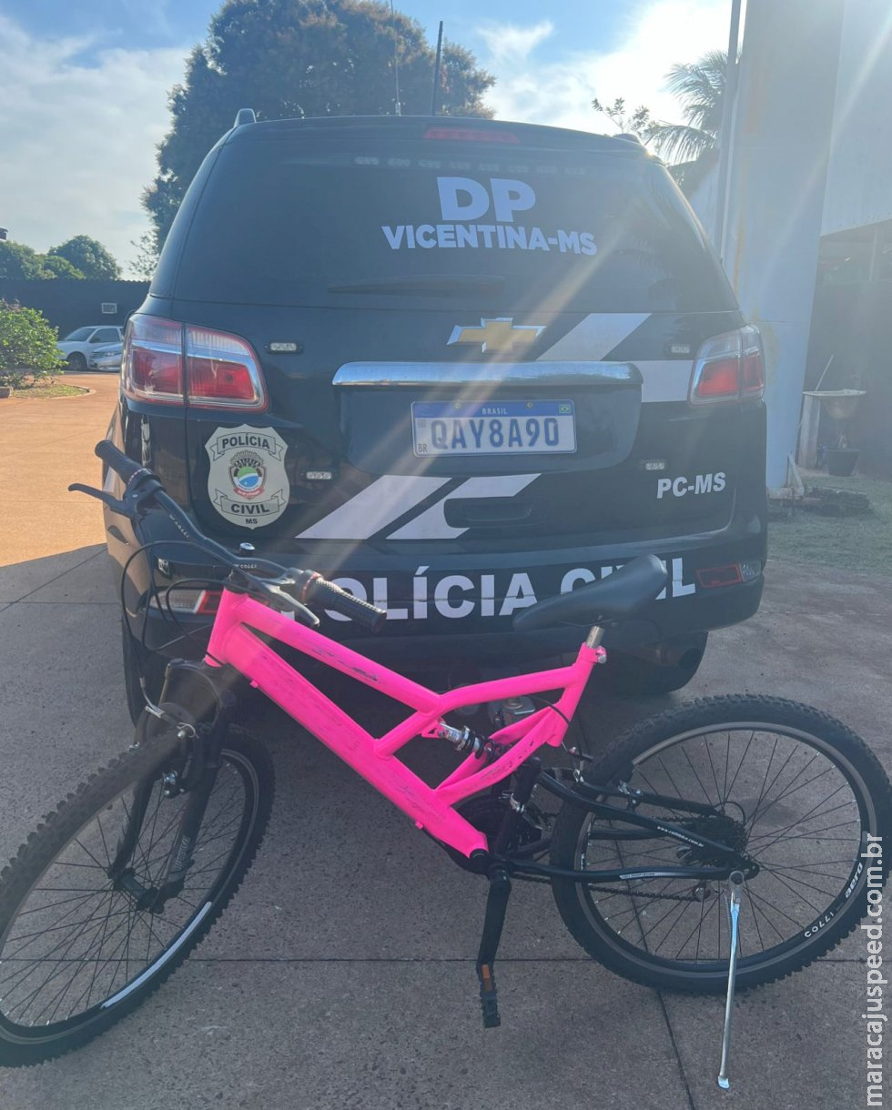 Polícia Civil de Vicentina recupera bicicleta e indicia acusado do furto que mora em São José Polícia Civil de Vicentina recupera bicicleta e indicia acusado do furto que mora em São José