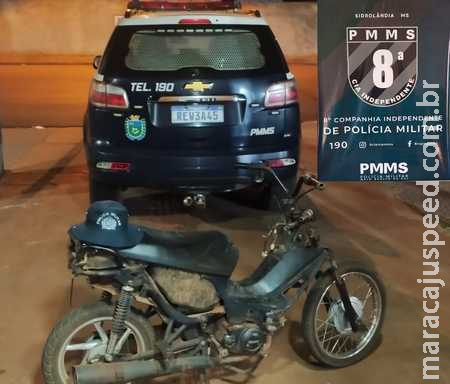 Polícia Militar de Sidrolândia recupera motocicleta furtada em terreno baldio