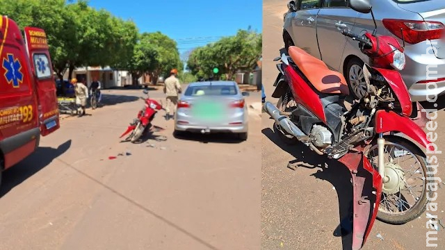 Biz fica destruída e motociclista ferido em acidente com carro em Aquidauana Biz fica destruída e motociclista ferido em acidente com carro em Aquidauana