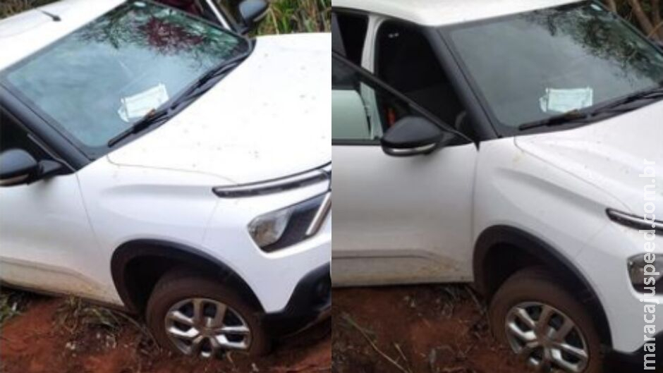 Carro roubado é encontrado abandonado em brejo de Sidrolândia Carro roubado é encontrado abandonado em brejo de Sidrolândia