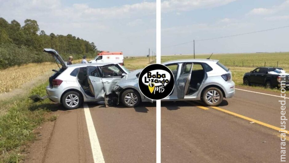 Carros colidem frontalmente e mulher é socorrida na BR-060, entre Sidrolândia e Nioaque Carros colidem frontalmente e mulher é socorrida na BR-060, entre Sidrolândia e Nioaque