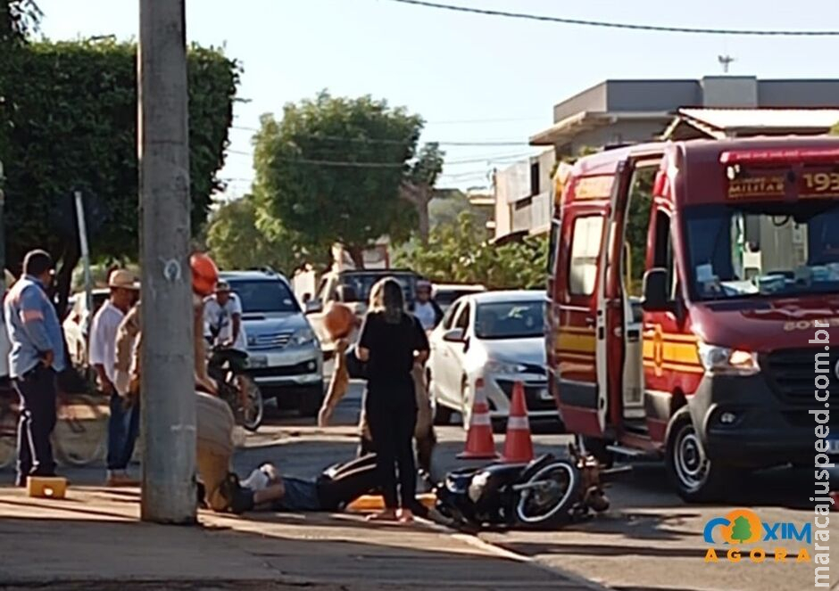 Motociclista fratura braço após ser atingido por caminhonete em Coxim Motociclista fratura braço após ser atingido por caminhonete em Coxim