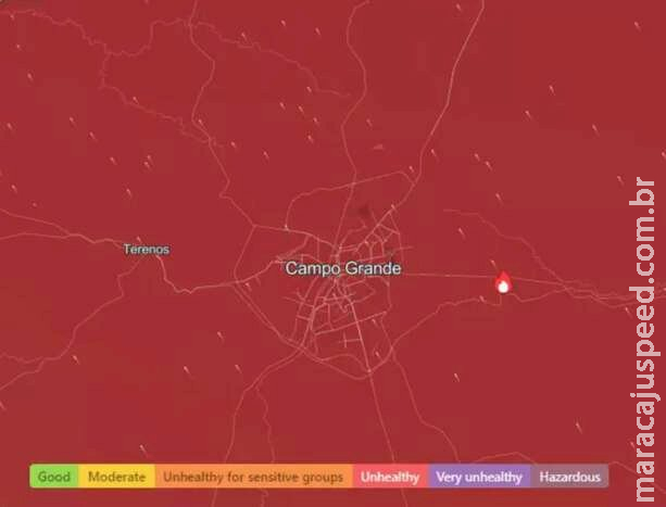 Ar é considerado insalubre e recomendação é máscara em Campo Grande Ar é considerado insalubre e recomendação é máscara em Campo Grande