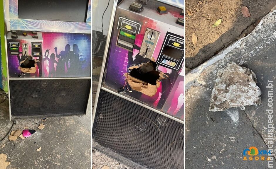 Bandidos invadem conveniência, quebram jukebox e levam dinheiro em Coxim Bandidos invadem conveniência, quebram jukebox e levam dinheiro em Coxim