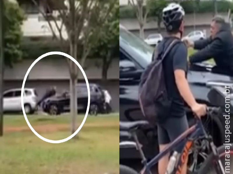 Briga de casal no trânsito de Campo Grande viraliza com homem no capô de SUV Briga de casal no trânsito de Campo Grande viraliza com homem no capô de SUV