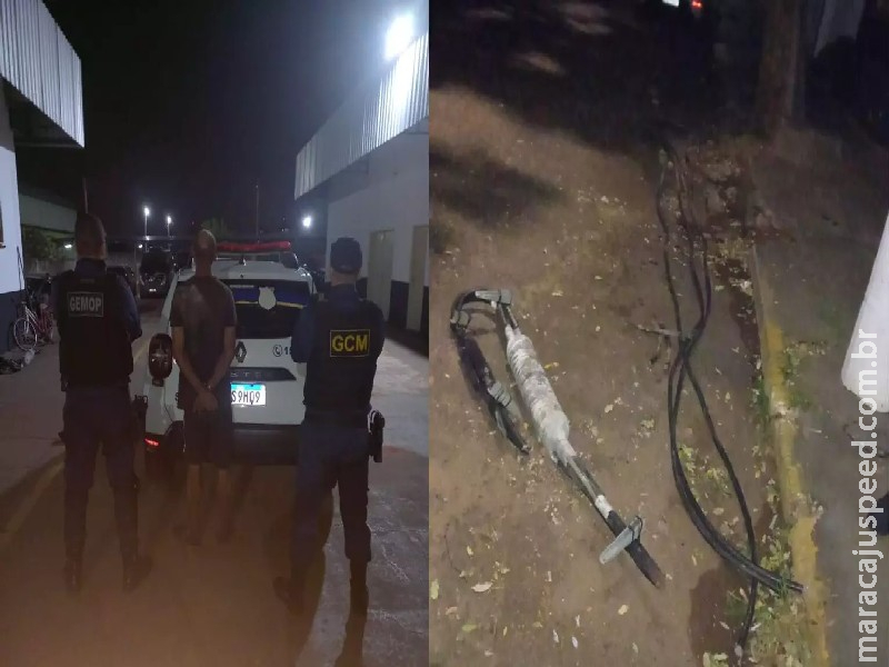 Homem preso com 22 metros de fios estava em liberdade por furto cometido há menos de 1 ano Homem preso com 22 metros de fios estava em liberdade por furto cometido há menos de 1 ano