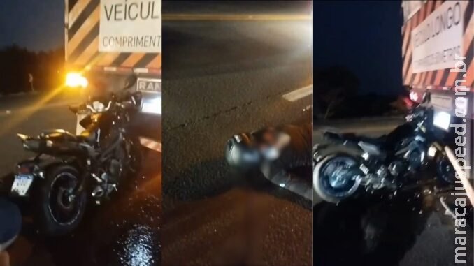Motociclista bate em bitrem parada e fica em estado grave em Campo Grande Motociclista bate em bitrem parada e fica em estado grave em Campo Grande