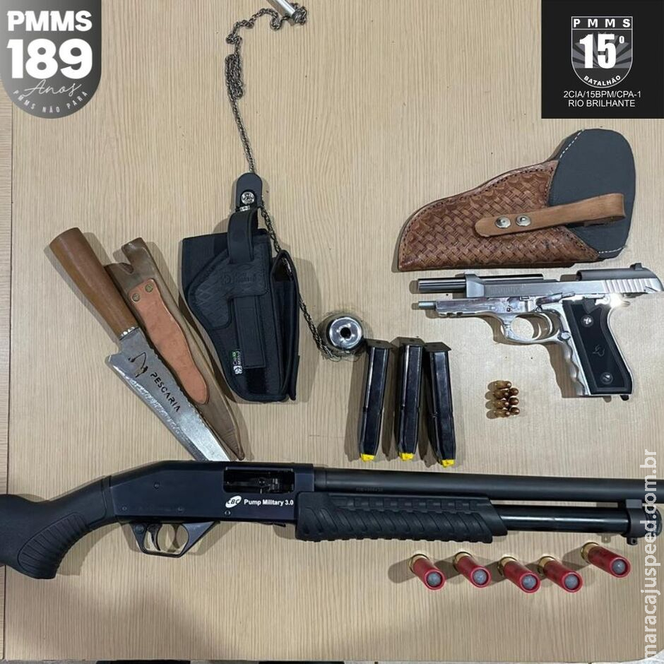 Após bater e ameaçar esposa, homem é preso com armas e munições em Rio Brilhante