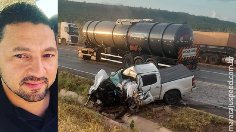 Morador de Nova Andradina morre em batida frontal entre carreta e caminhonete no MT Morador de Nova Andradina morre em batida frontal entre carreta e caminhonete no MT