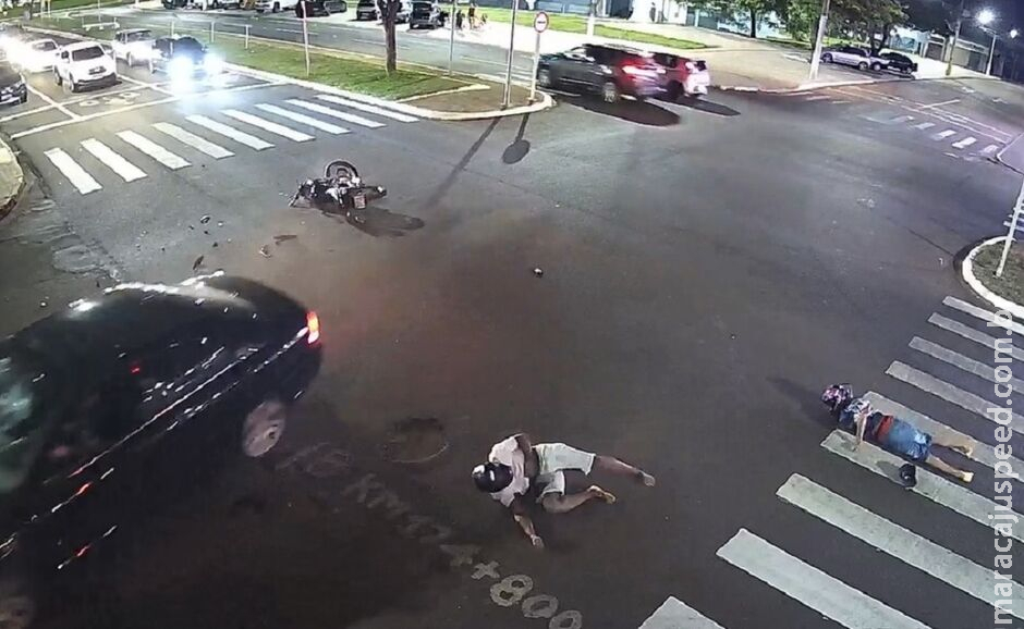 Motociclista avança sinal vermelho e provoca grave acidente em Nova Andradina