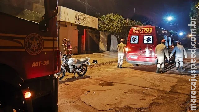 Motociclista é socorrido após acidente de trânsito em Anastácio Motociclista é socorrido após acidente de trânsito em Anastácio