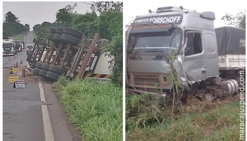 Motoristas saem ilesos após batida entre carretas na MS-276, entre Batayporã e Anaurilândia Motoristas saem ilesos após batida entre carretas na MS-276, entre Batayporã e Anaurilândia