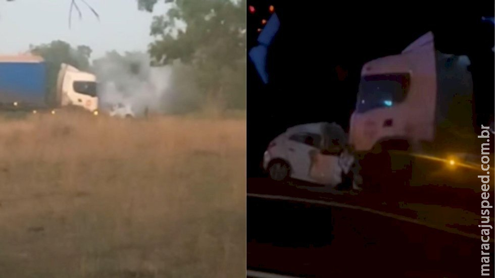 Acidente frontal entre caminhão e carro de passeio acaba em morte entre Água Clara e Ribas do Rio Pardo Acidente frontal entre caminhão e carro de passeio acaba em morte entre Água Clara e Ribas do Rio Pardo