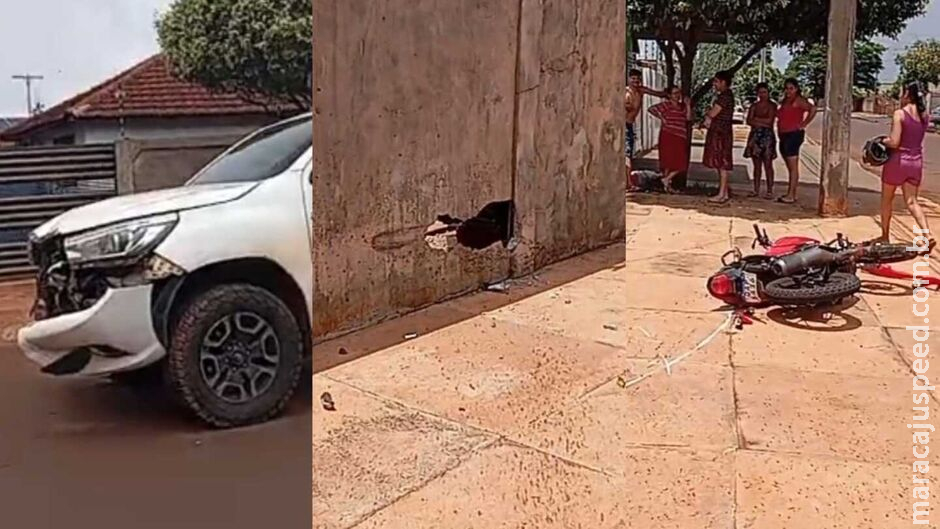 Motociclista fica em estado grave ao atravessar preferencial e ser atingido por caminhonete Motociclista fica em estado grave ao atravessar preferencial e ser atingido por caminhonete