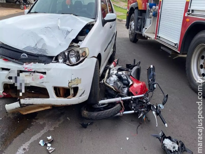 Motociclista fica ferido após se envolver em acidente no interior de MS Motociclista fica ferido após se envolver em acidente no interior de MS
