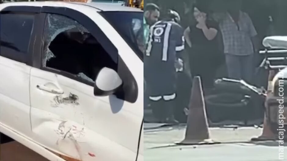 Motorista invade preferencial e carro é atingido em cheio por motociclista em Sidrolândia Motorista invade preferencial e carro é atingido em cheio por motociclista em Sidrolândia