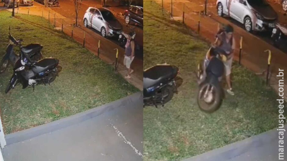 Mulher é flagrada furtando moto durante a madrugada em Dourados Mulher é flagrada furtando moto durante a madrugada em Dourados