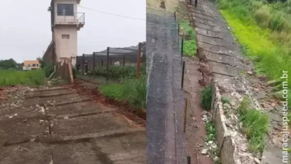Muro de presídio desaba em Ponta Porã Muro de presídio desaba em Ponta Porã
