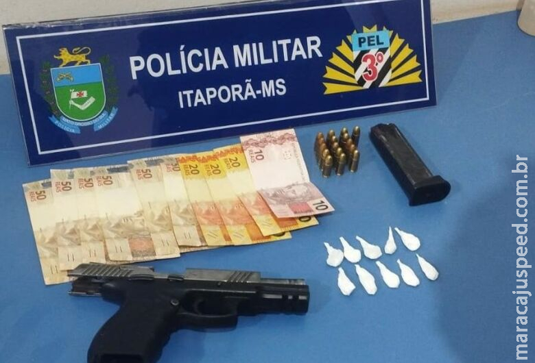 Polícia Militar apreende arma de fogo e drogas em Itaporã Polícia Militar apreende arma de fogo e drogas em Itaporã