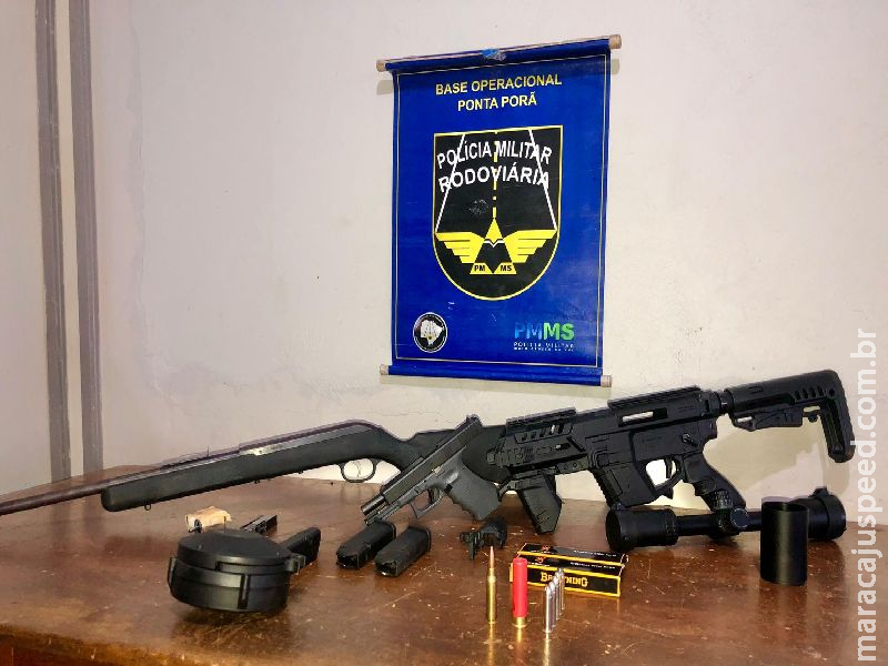 Polícia Militar Rodoviária prende homem por Tráfico Internacional de Armas em Ponta Porã. Polícia Militar Rodoviária prende homem por Tráfico Internacional de Armas em Ponta Porã.