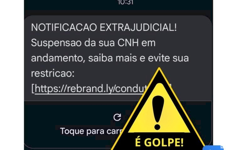 SMS com notificação extrajudicial de suspensão de CNH em nome do Detran-MS é golpe SMS com notificação extrajudicial de suspensão de CNH em nome do Detran-MS é golpe
