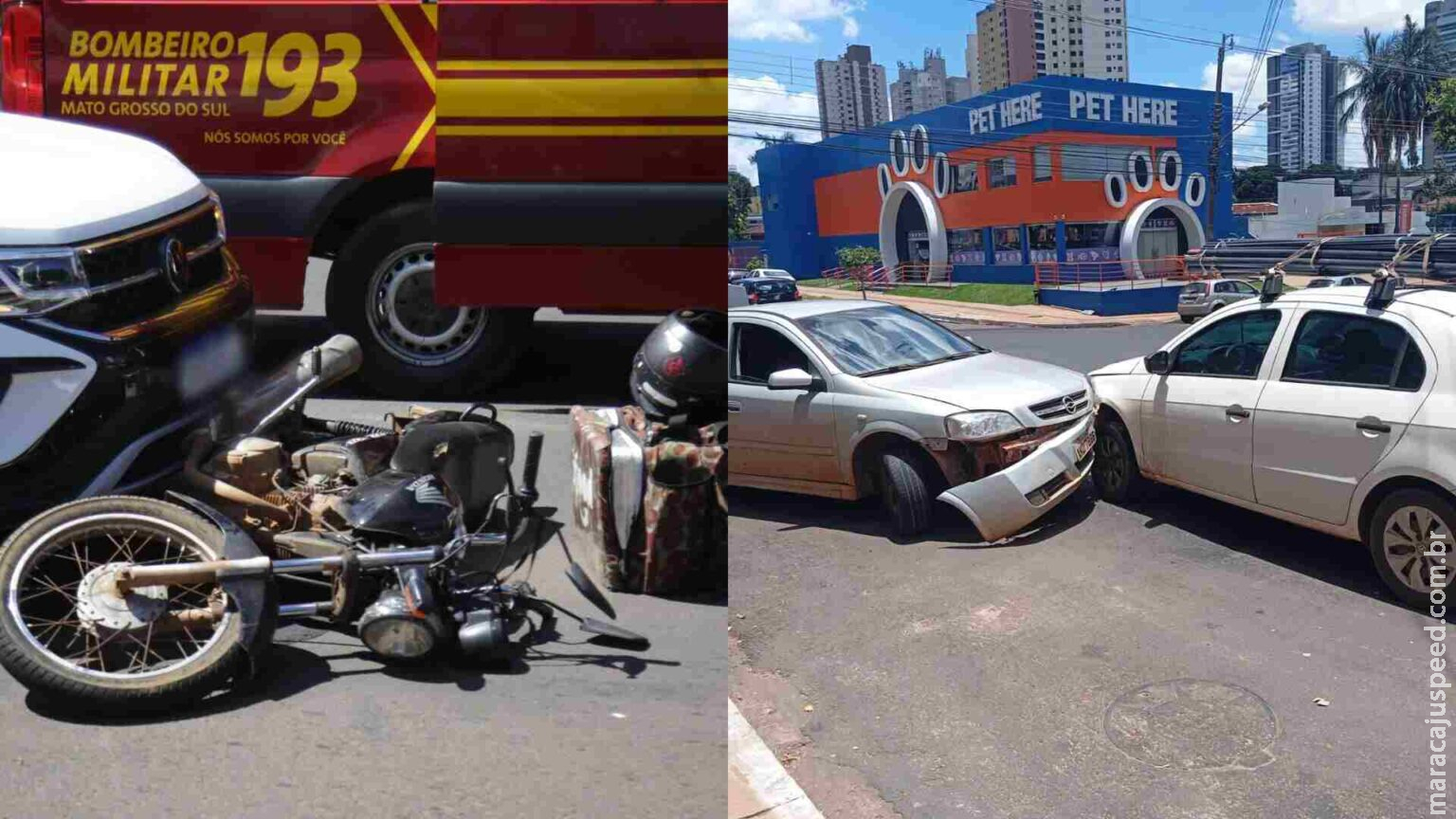 Acidente com motoentregador deixa trânsito tumultuado em cruzamento no Jardim dos Estados Acidente com motoentregador deixa trânsito tumultuado em cruzamento no Jardim dos Estados