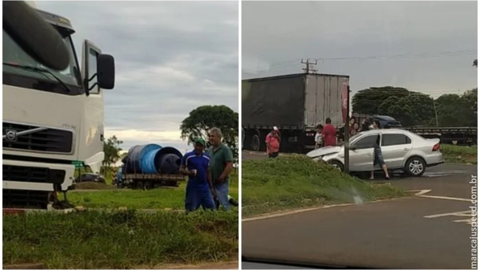 Acidente entre caminhão e carro em entroncamento da BR-163 deixa feridos em MS Acidente entre caminhão e carro em entroncamento da BR-163 deixa feridos em MS