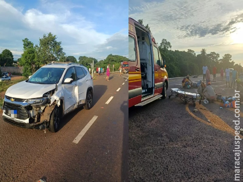 Ao fazer conversão, moto bate em carro e dois ficam feridos na BR-262 em Anastácio Ao fazer conversão, moto bate em carro e dois ficam feridos na BR-262 em Anastácio