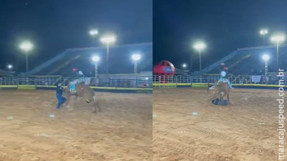 Locutor é atropelado por touro durante rodeio em Paranaíba Locutor é atropelado por touro durante rodeio em Paranaíba