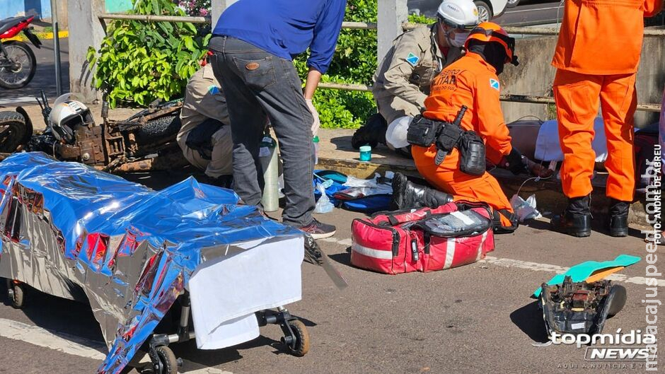 Motociclista fica em estado grave ao ser atingido por moto na Ernesto Geisel Motociclista fica em estado grave ao ser atingido por moto na Ernesto Geisel