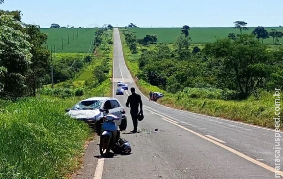 Carro sai da pista e jovem fica ferido em acidente na BR-276 Carro sai da pista e jovem fica ferido em acidente na BR-276