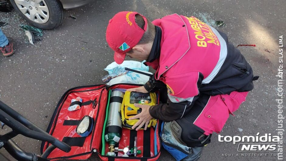Motociclista sofre fratura grave em batida com carro na Joaquim Murtinho Motociclista sofre fratura grave em batida com carro na Joaquim Murtinho