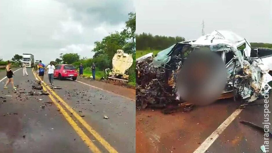 Mulher morre após caminhonete bater de frente com caminhão na BR-158 Mulher morre após caminhonete bater de frente com caminhão na BR-158