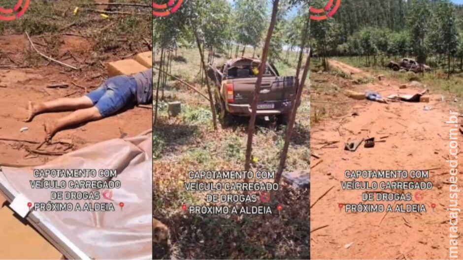 Traficante escapa da morte ao capotar S10 recheada de droga em Caarapó Traficante escapa da morte ao capotar S10 recheada de droga em Caarapó
