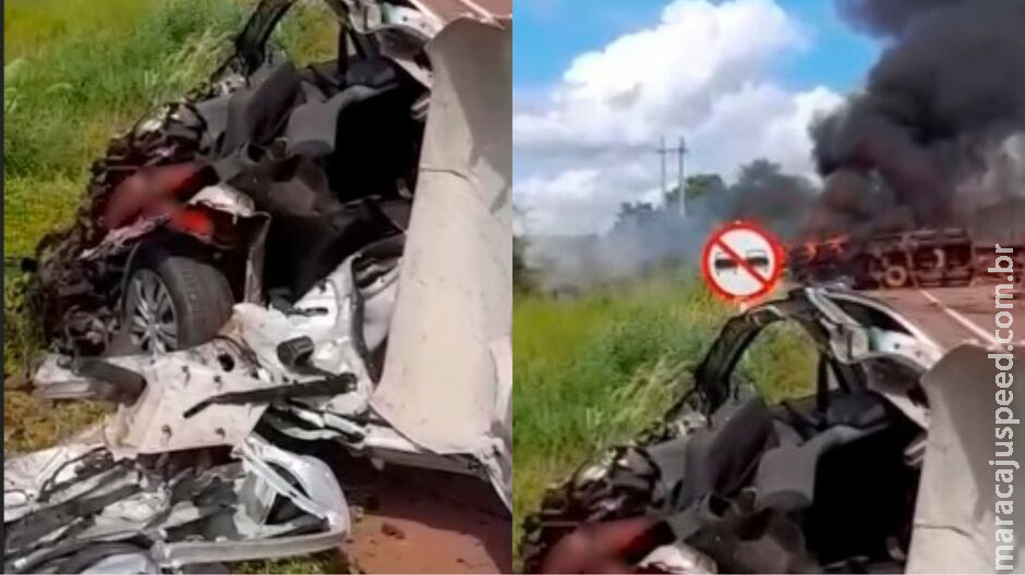 Motorista morre após batida de carreta e carro na BR-262, em Três Lagoas