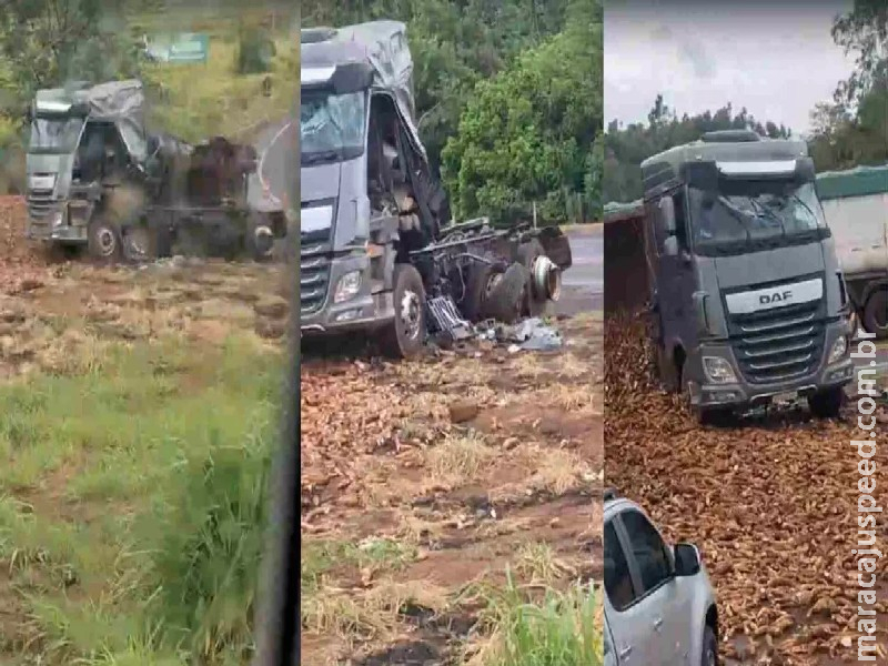 Batida entre carretas deixa uma pessoa ferida na BR-163 em MS Batida entre carretas deixa uma pessoa ferida na BR-163 em MS