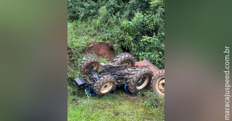 Trator tomba e deixa trabalhador prensado em fazenda de Corumbá