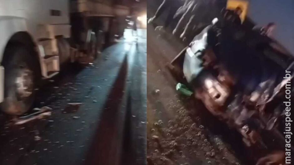Acidente entre carreta e carro deixa criança ferida na MS-386