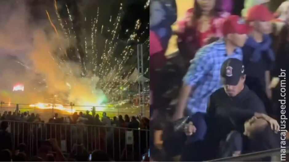 Fogos de artifícios atingem pessoas durante show de Munhoz e Mariano em Nioaque Fogos de artifícios atingem pessoas durante show de Munhoz e Mariano em Nioaque