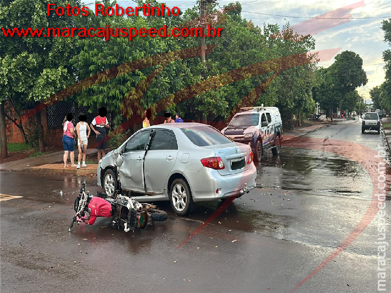 Maracaju: Motociclista sofre fratura exposta em colisão no Bairro Cambaraí