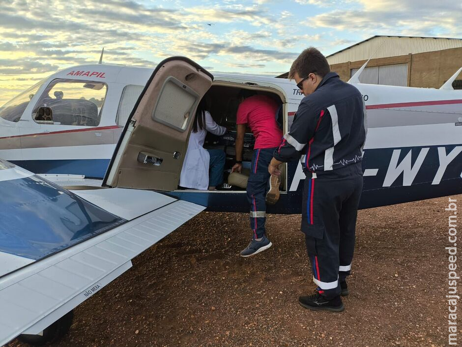 Bebê com síndrome respiratória é transferida de Miranda para UTI em Três Lagoas com apoio de avião Bebê com síndrome respiratória é transferida de Miranda para UTI em Três Lagoas com apoio de avião