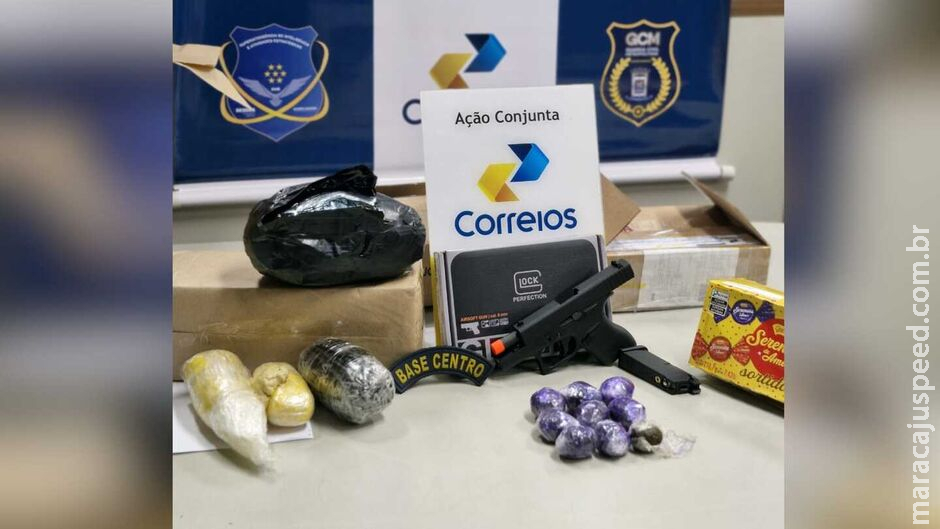 GCM intercepta drogas em encomendas e apreende pistola de airsoft em agência dos Correios GCM intercepta drogas em encomendas e apreende pistola de airsoft em agência dos Correios