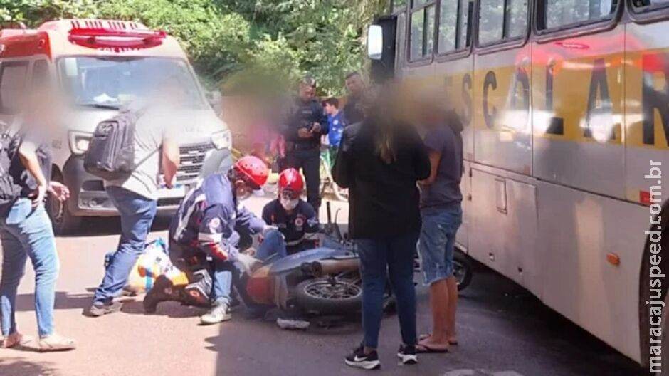 Motociclista fica estado grave após ser atropelado por ônibus escolar em Aquidauana Motociclista fica estado grave após ser atropelado por ônibus escolar em Aquidauana