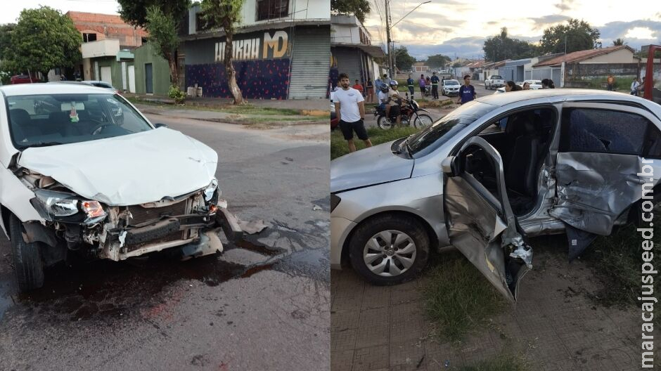 Mulher fica presa às ferragens em batida entre carros em Corumbá Mulher fica presa às ferragens em batida entre carros em Corumbá