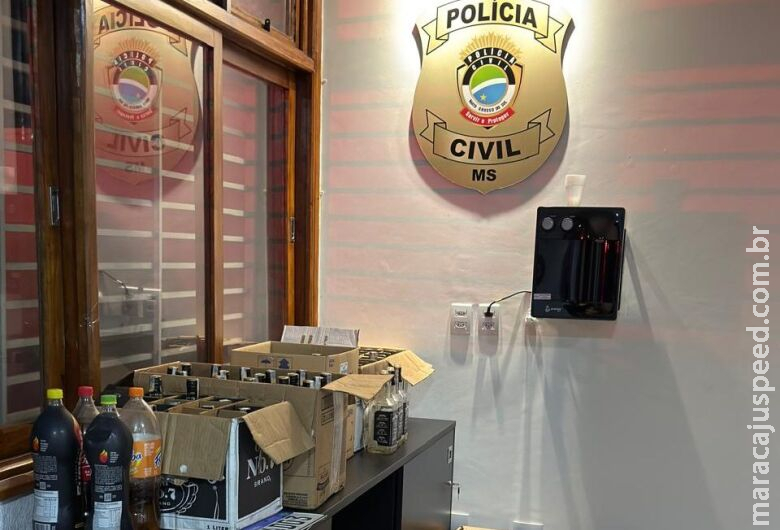 Polícia desmonta fábrica clandestina de bebidas falsificadas em MS Polícia desmonta fábrica clandestina de bebidas falsificadas em MS