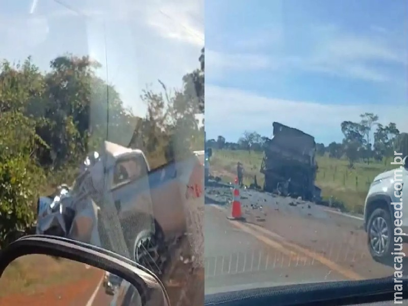 Motorista morre após acidente entre caminhonete e caminhão na MS-112 Motorista morre após acidente entre caminhonete e caminhão na MS-112
